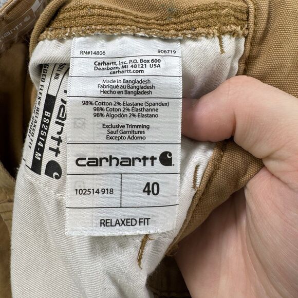 S Carhartt Shorts Mens 40 Khaki Rugged Flex Relaxed Fit Canvas Work Utility - Picture 6 of 8